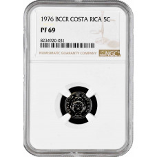 Costa Rica 5 centimos 1976, NGC PF69, "Republic (1951 - 2023)" Top Pop 8/0