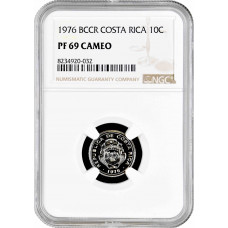 Costa Rica 10 centimos 1976, NGC PF69 CAM, "Republic (1951 - 2023)" Top Pop 4/0