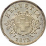 Switzerland 10 rappen 1873 B, NGC MS65, "Confoederatio Helvetica (1850 - 1916)"