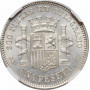 Spain 1 peseta 1870 (73) DEM, NGC MS62, "Provisional government (1869 - 1874)"