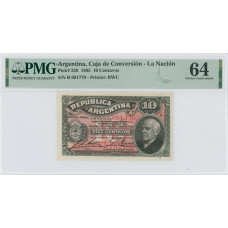 Argentina 10 centavos 1895, PMG 64, "Caja de Conversión - La Nación" P-228