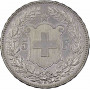 Switzerland 5 francs 1908 B, AU, "Confoederatio Helvetica (1850 - 1916)"