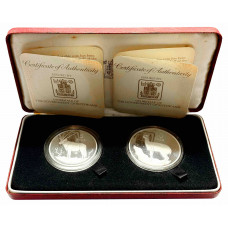 Botswana 5, 10 pula 1978, PROOF SET, "Gemsbok and Klipspringer" silver coin