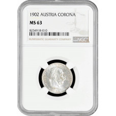 Austria 1 corona 1902, NGC MS63, "Emperor Franz Joseph I (1848 - 1916)"