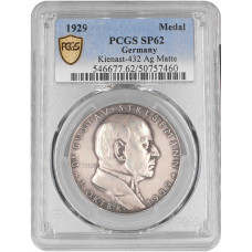 Веймарская Республика Медаль 1929 г., PCGS SP62, "Густав Штреземан" KARL GOETZ