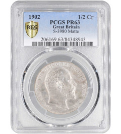 Grossbritannien 1/2 Krone 1902, PCGS PR63 MATTE, "König Eduard VII (1902-1910)"