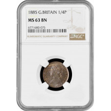 Großbritannien 1 Farthing 1885, NGC MS63 BN, "Königin Victoria (1838 - 1901)"