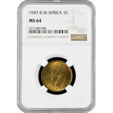 Британская Западная Африка 1 шиллинг 1947 г., NGC MS64, "Король Георг VI (1937 - 1952)" Pop 2/1