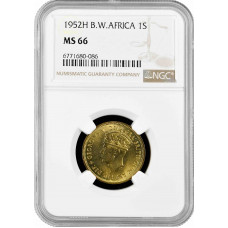 Британская Западная Африка 1 шиллинг 1952 г. H, NGC MS66, "Король Георг VI (1937 - 1952)"Top Pop 2/0