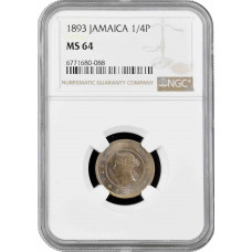 Ямайка 1 фартинг 1893 г., NGC MS64, "Королева Виктория (1869 - 1901)"