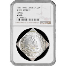 Liechtenstein 3 ducats 1619 (1966), NGC MS68 RESTRIKE, "Karl I (1569 - 1627)"