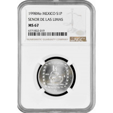 Мексика 1 песо 1998 г., NGC MS67, "Ольмеки - Senor De Las Limas"