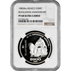 Mexiko 500 Pesos 1985 Mo, NGC PF68 UC, "75 Jahre mexikanische Revolution 1910"