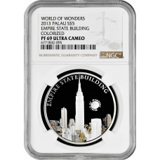 Palau 5 dollars 2013, NGC PF69 UC, "World of Wonders - Empire State Building"