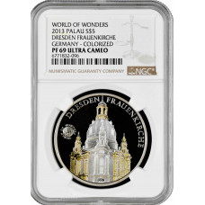 Palau 5 dollars 2013, NGC PF69 UC, "World of Wonders - Dresden Frauenkirche"