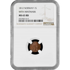 Norway 1 skilling 1812, NGC MS65 RB, "King Frederick VI (1808 - 1814)"