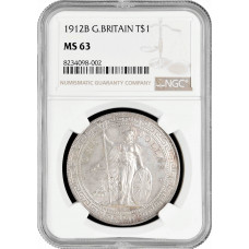 Великобритания 1 доллар 1912 г. B, NGC MS63, "British Trade Dollar"