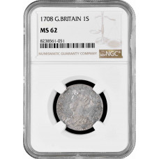 Großbritannien 1 Schilling 1708, NGC MS62, "Königin Anne (1703 - 1714)"