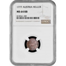 Österreich 1 Heller 1777, NGC MS64 RB, "Kaiser Joseph II (1765-1790)"Top Pop 1/0