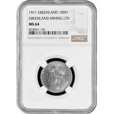 Greenland 100 ore 1911, NGC MS64, "Сopper mine Josva (Innatsiaq)"