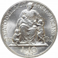 Ватикан 10 лир 1942 г., BU, "Папа Пий XII (1939 - 1958)"