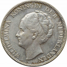 Нидерланды 1 гульден 1929 г., UNC, "Королева Вильгельмина (1890 - 1948)"