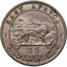 Британская Восточная Африка 25 центов 1920 г. H, AU, "Король Георг V (1911 - 1937)"