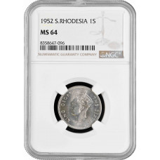 Südrhodesien 1 Schilling 1952, NGC MS64, "Britische Kolonie (1932 - 1955)"