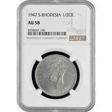 Südrhodesien 1/2 Сrown 1947, NGC AU58, "Britische Kolonie (1932 - 1955)"
