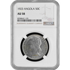 Ангола 50 сентаво 1923 г., NGC AU58, "Португальская колония (1921 - 1974)"