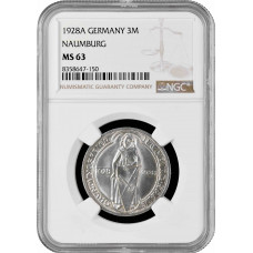 Веймарская Республика 3 рейхсмарки 1928 г. A, NGC MS63, "900 лет Наумбургу"