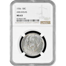 США 50 центов 1936 г., NGC MS63, "100 лет штату Арканзас"