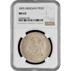 Уругвай 1 песо 1895 г., NGC MS63, "Песо (1862 - 1974)"