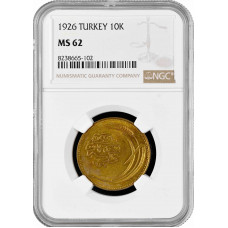 Турция 10 куруш 1926 г., NGC MS62, "Турецкая Республика (1922 - 1933)"