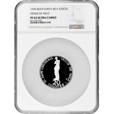 Коста-Рика 20 колонов 1970 г., NGC PF62 UC, "Венера Милосская"