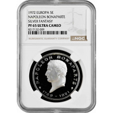 Панъевропейский союз 5 экю 1972, NGC PF65 UC, "Наполеон Бонапарт (1769 - 1821)" Pop 1/2
