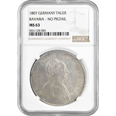 Бавария 1 талер 1807 г., NGC MS63, "Король Максимилиан ІІ (1848 - 1864)" Top Pop