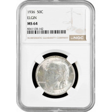 США 50 центов 1936 г., NGC MS64, "100 лет городу Элджин"