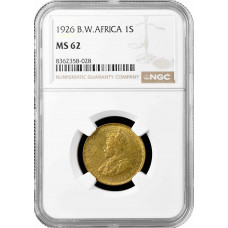 Британская Западная Африка 1 шиллинг 1926 г., NGC MS62, "Король Георг V (1910 - 1936)"