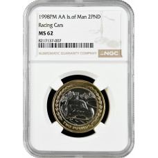Isle of Man 2 pounds 1998 PM AA, NGC MS62, "Racing Cars"