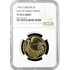 Great Britain 2 pounds 1995, NGC PF69 CAM, "50th Anniv. - End of World War II"