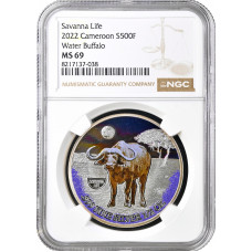 Cameroon 500 francs 2022, NGC MS69, "Savanna Life - Water Buffalo" Top Pop 1/0