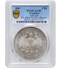 Франкфурт 2 талера 1847 г., NGC AU58, "Вольный город Франкфурт (1807 - 1866)"