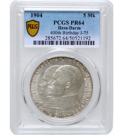 Гессен-Дармштадт 5 марки 1904 г., PCGS PF64, "400 лет со дня рождения Филиппа I Великодушного"