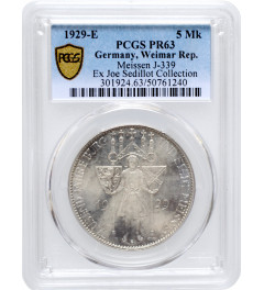 Веймарская Республика 5 рейхсмарок 1929 г. E, PCGS PR63, "1000 лет Мейсену"