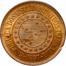 Бразилия 40 рейсов 1897 г., UNC, "Первая Республика (1889 - 1942)"
