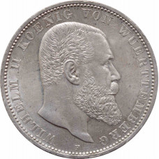 Wurttemberg 5 mark 1913, UNC, "King William II (1891 - 1918)" silver coin