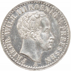 Prussia 1/6 thaler 1839 A, UNC Det., "King Frederick William III (1797 - 1840)"