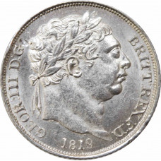 Great Britain 6 pence 1819, UNC, "King George III (1760 - 1820)" silver coin