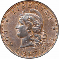 Аргентина 2 сентаво 1889 г., UNC, "Песо аргентинское (1881 - 1969)"